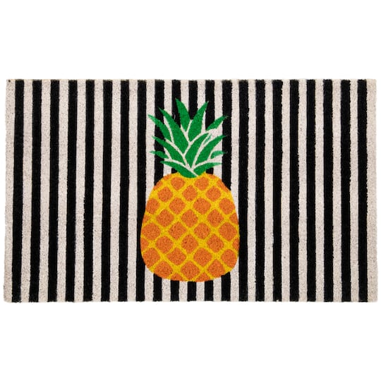 Ivory &#x26; Orange Pineapple Striped Doormat